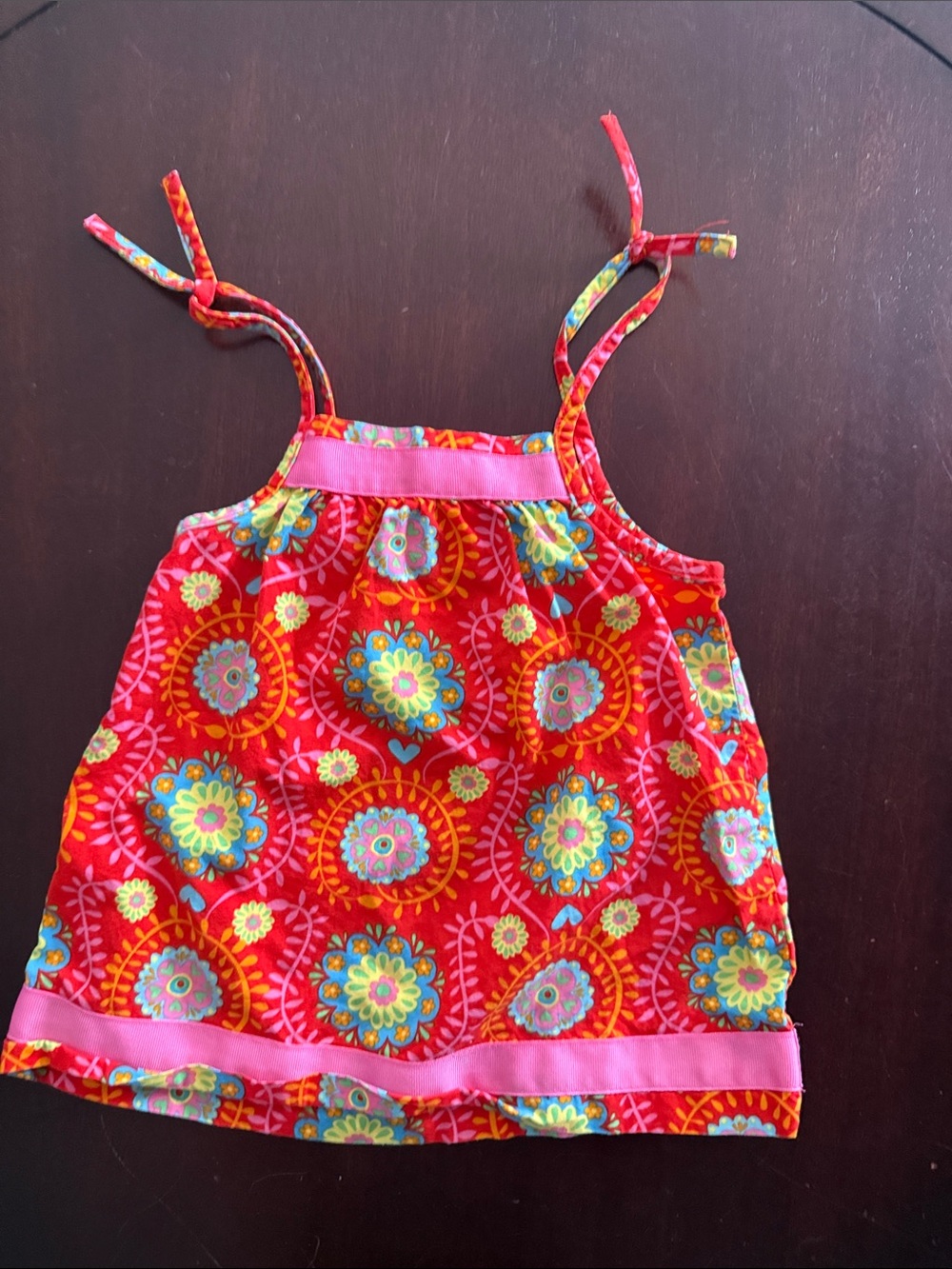 Girls' Red Floral Tie-Shoulder Tank Top